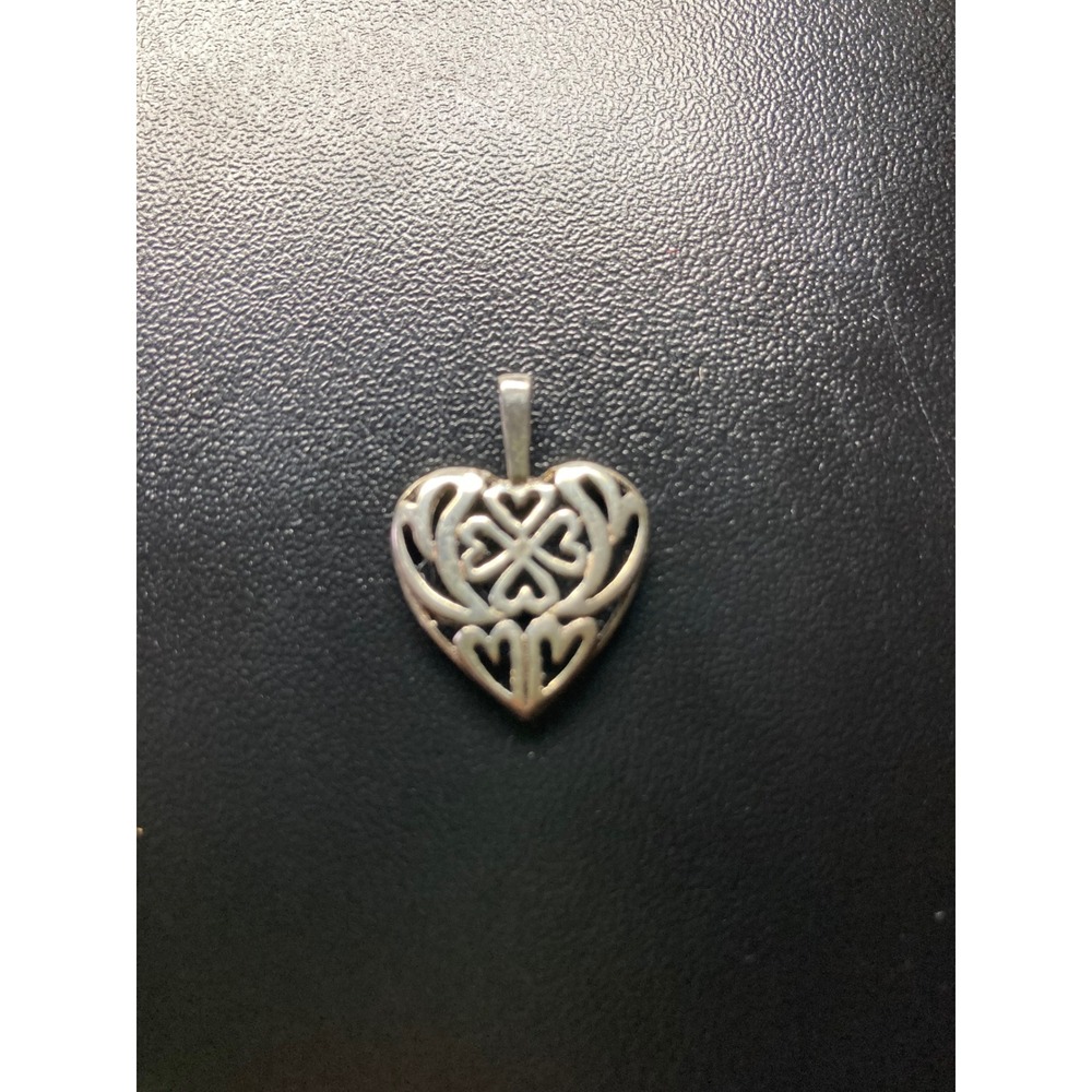 Vintage 925 Sterling Silver Heart Pendant Filigree Openwork Charm ~1" Estate‎